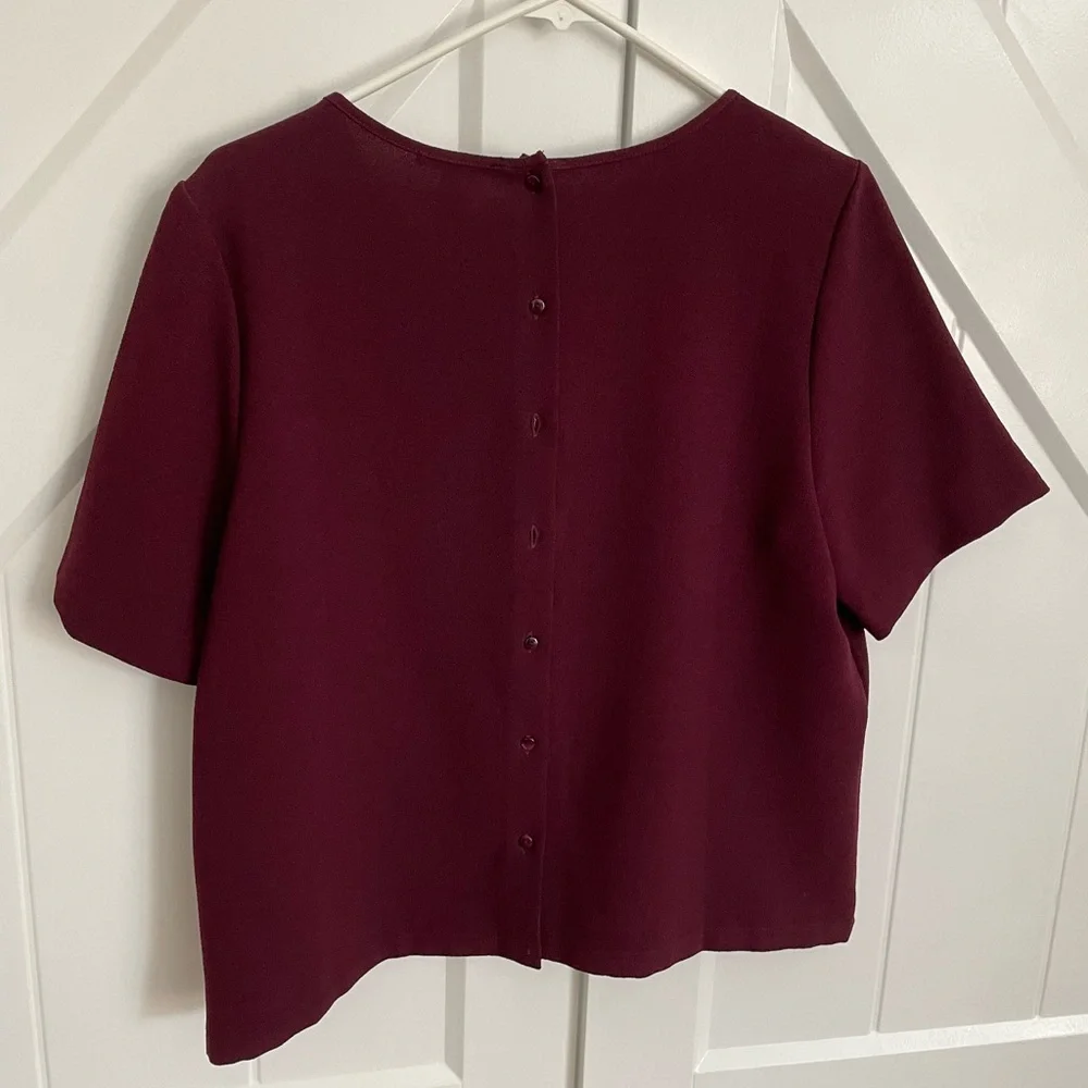 Burgundy Crew-neck Button Back Top by Forever 21 - Picture 4 of 5